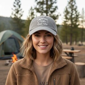 Women's Gray Hat Camping Hair Don't Care Cap Adjustable